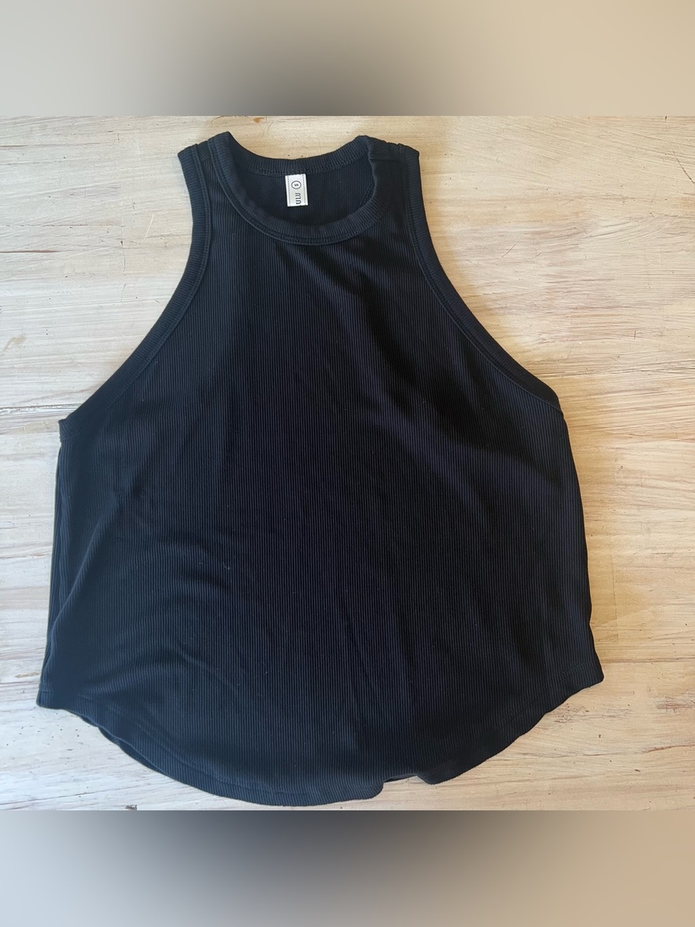 Ribbed High-Neck Black Tank Top